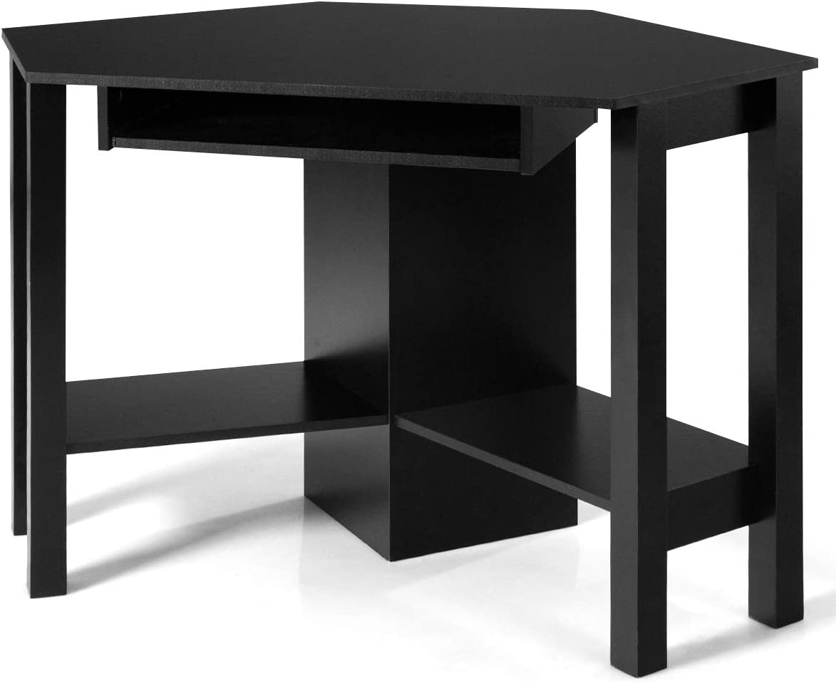 Corner Computer Desk, Black - Tangkula
